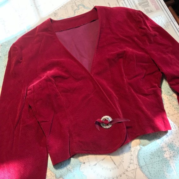 Vintage Raspberry Suede Cropped Jacket - image 1