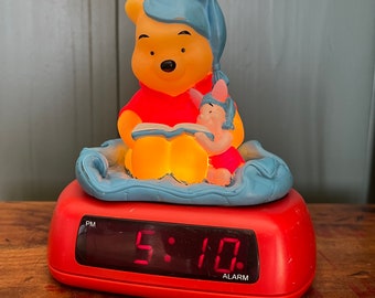 Vintage Winnie The Pooh and Piglet Night Light / Alarm Clock