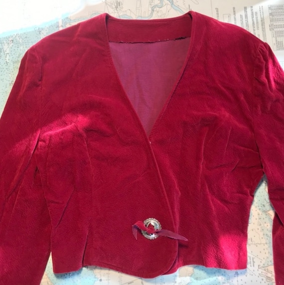Vintage Raspberry Suede Cropped Jacket - image 3