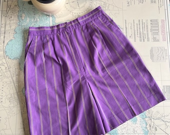 Vintage Purple and Rainbow Striped Culotte Shorts