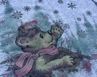 Vintage 90s Basic Editions Bear with Snowflakes Graphic Sweatshirt