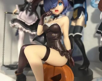 Re:Zero Rem Halloween Figure | Phantom Night Magician PVC Statue | LED Pumpkin Base Anime Collectible Gift