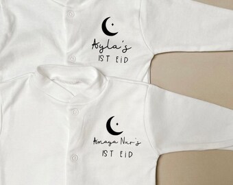 Personalised Baby Eid or Ramadan sleepsuit perfect gift for Eid or Ramadan custom Eid vest for baby unisex and colour available Eid gift