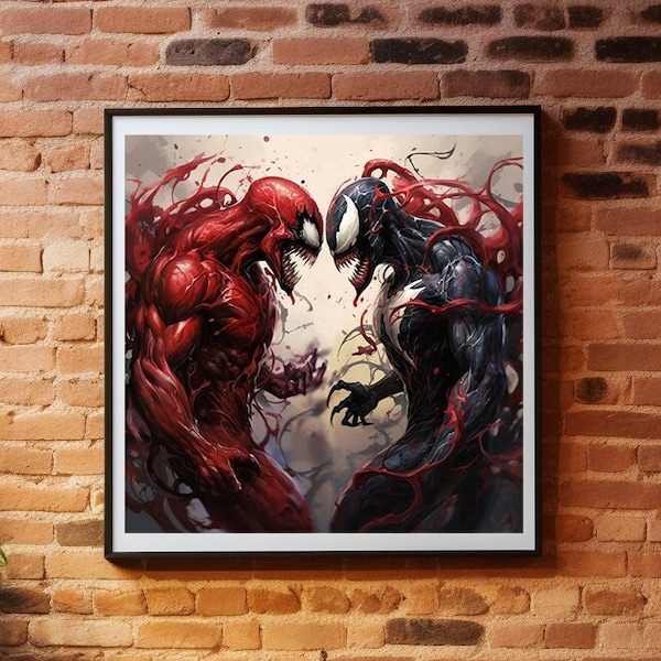 Venom vs Carnage Print | Venom | Superhero Print | Carnage | Movie Print | Comic Book Print | Man Cave Decor | Gamer Gift