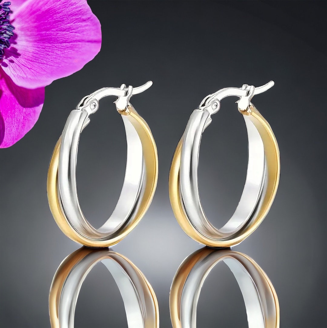 Gold and Silver Twisted Hoop Earrings Gold Earrings for Women Ladies