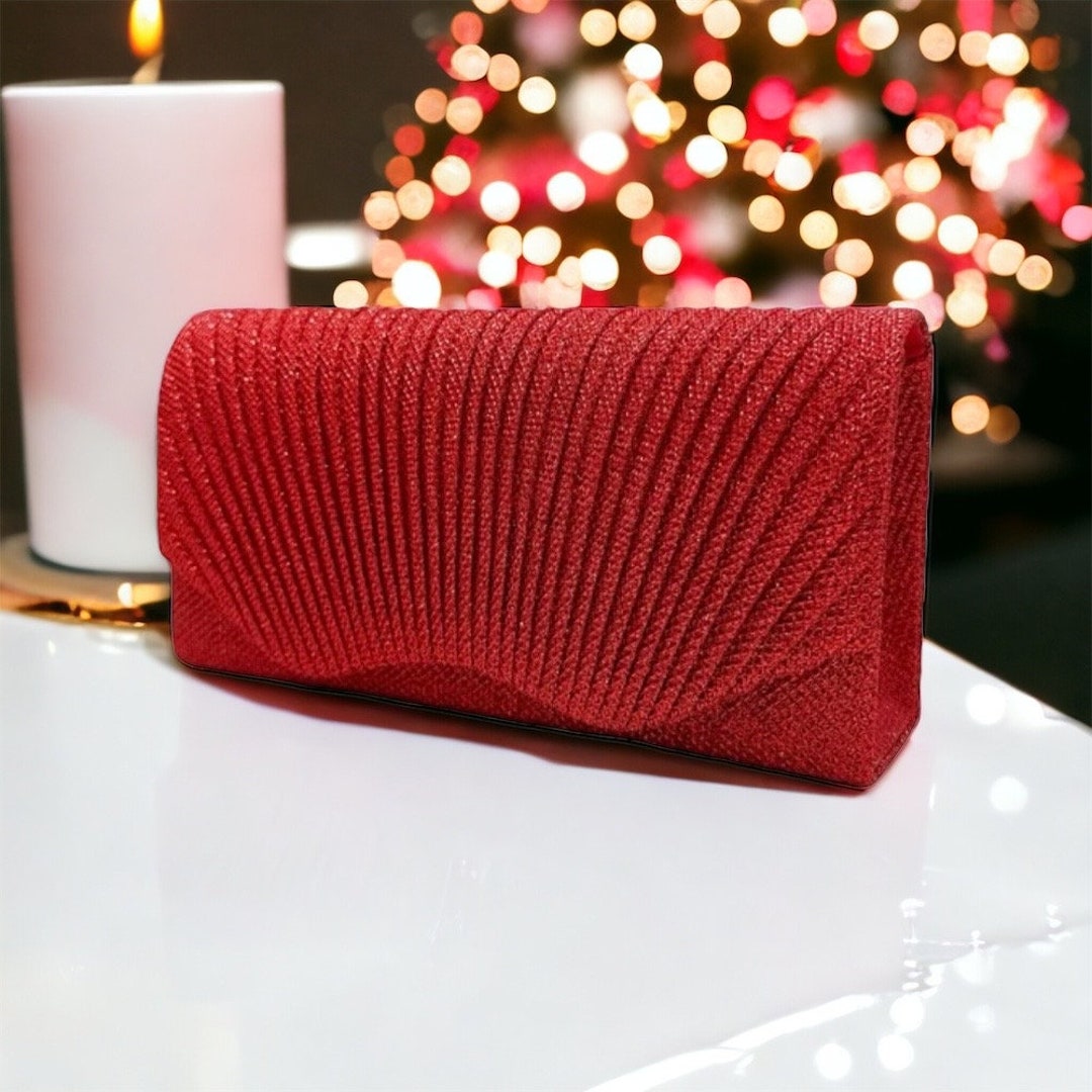 Red Sparkle Glitter Clutch Bag GIFT INCLUDED Ladies Clutch Bag Etsy UK