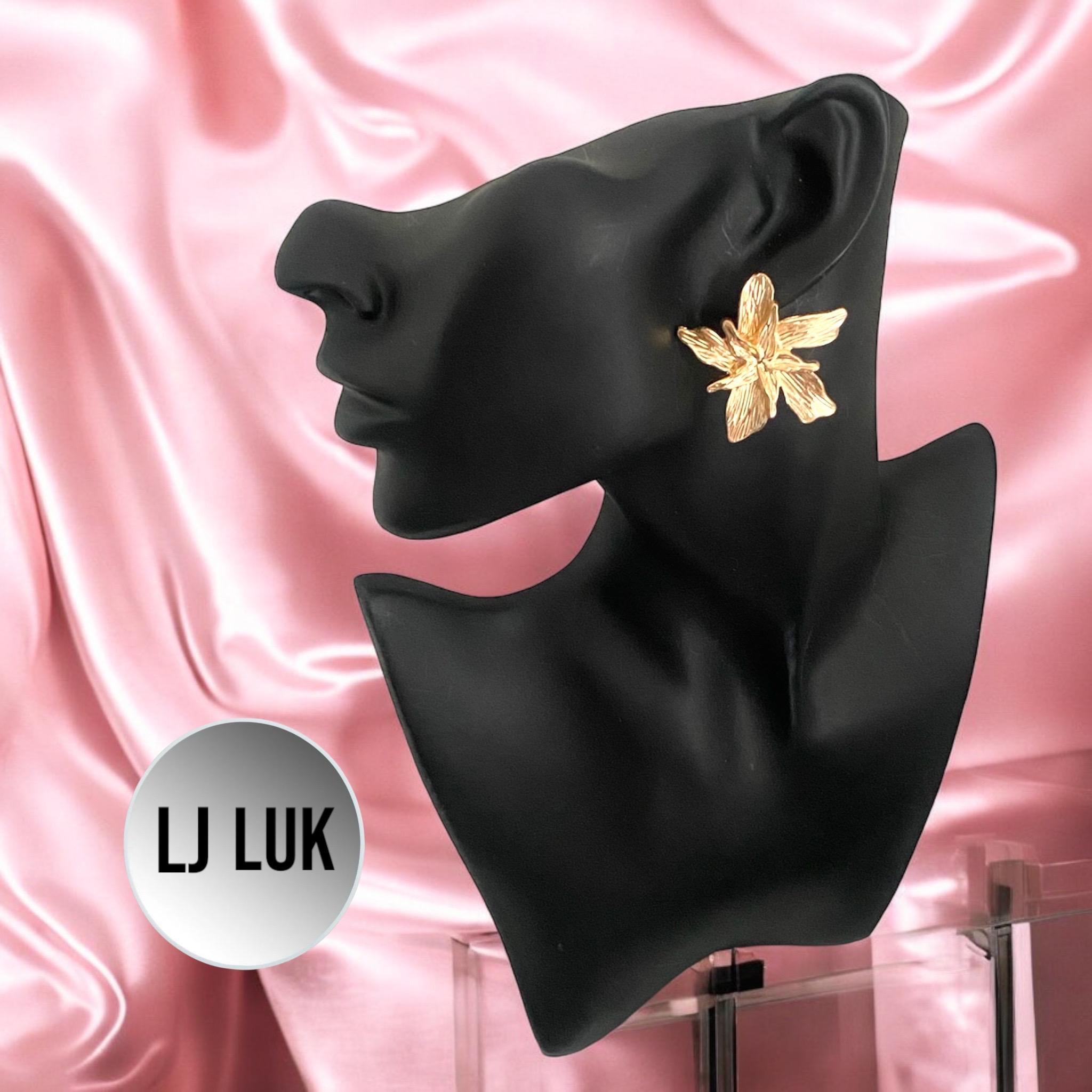 Gold Plated Leaf Large Earrings