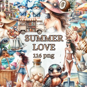 Summer love Clipart | Magical Sea, Sea life, Turtle png, girl summer Illustrations | Instant Download for Commercial Use