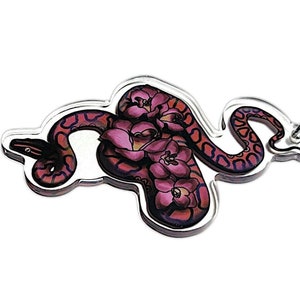 Snake and Orchids Acrylic Keychain | Key Chain | Reptile