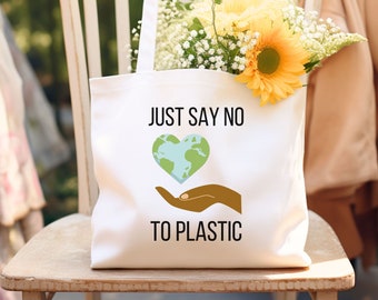 NO TO PLASTIC Tote Bag, Eco-Friendly Gifts, Eco Friendly Tote, Eco Friendly and Sustainable Gifts, Environmental Gifts, Cotton Tote