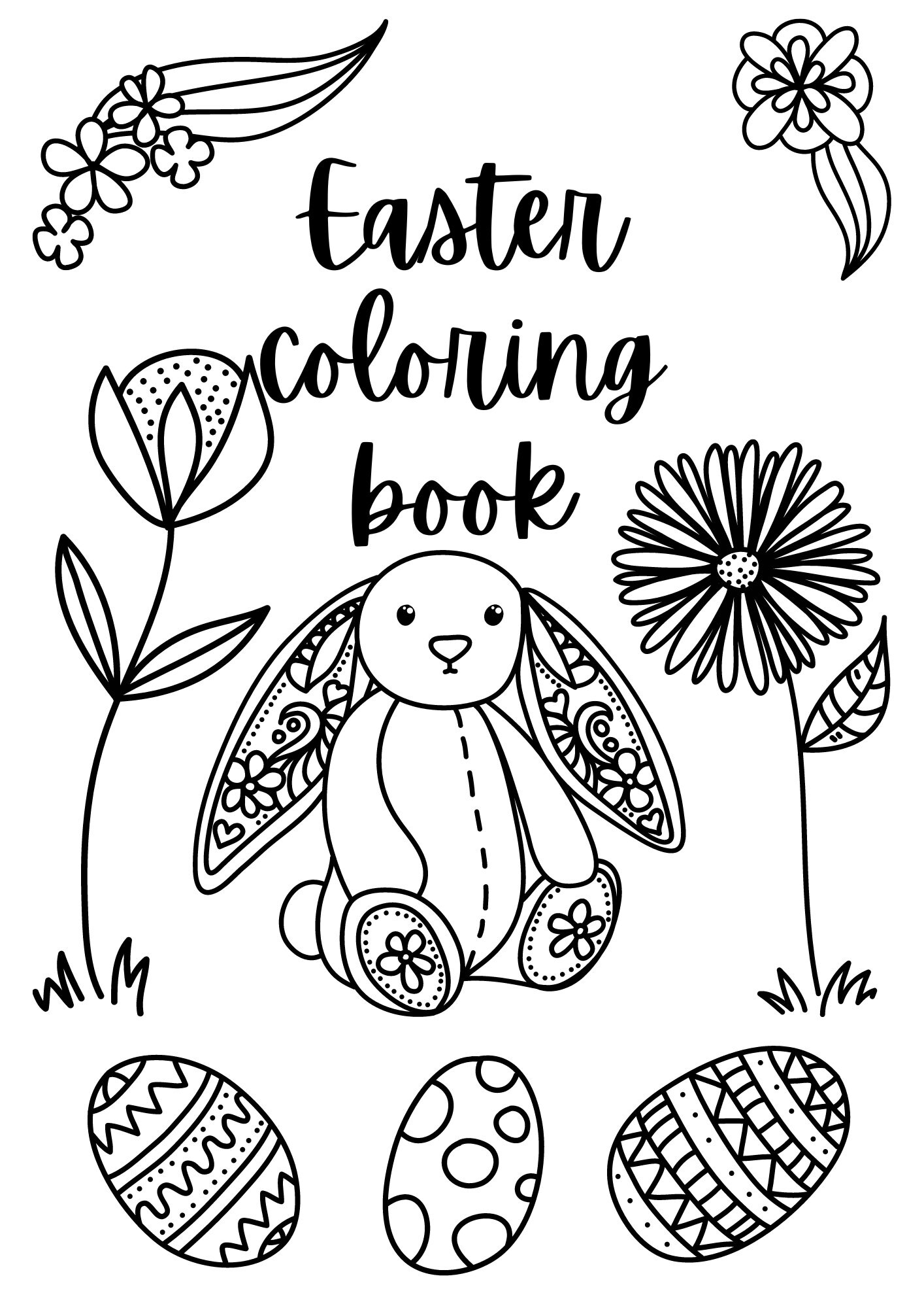 Easter Coloring Book 20 Pages Happy Easter Printable Ebook Etsy