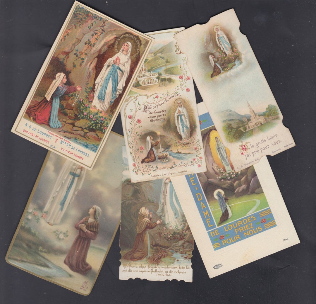 Our Lady of Lourdes Saint Bernadette Lot of 6 Antique / Vtg Holy Card ...