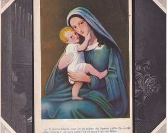 Göttliche Maria Vintage französische Heilige Karte - Gebetskarte - Bibelkarte Religiöses Geschenk christliche Ephemera