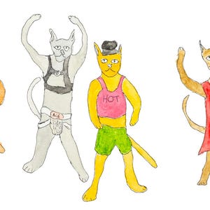 Inkjet Druck von Aquarell Malerei: ""Disco Cats""