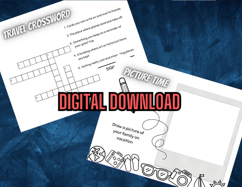 Printable Travel Activity Sheets for Kids - Etsy