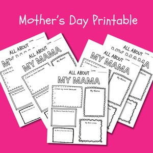 Tutto su mia mamma stampabile / Ti amo perché / Attività per la Festa della Mamma / Risorse per i genitori / Questionario per bambini ricordo / Biglietto Tutto su di me