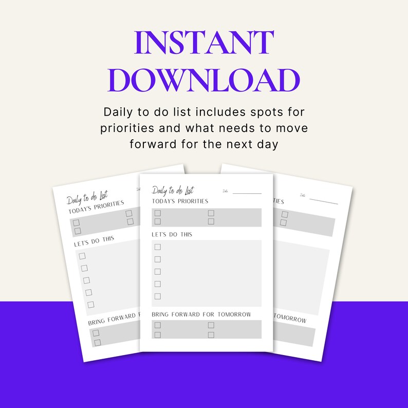 Minimal to Do List Printable| Simple Daily Task List Template | Digital ...