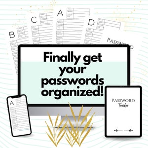 Password manager | Online account tracker & organizer | Website password log | Minimalist Instant Download PDF Password keeper | Journal