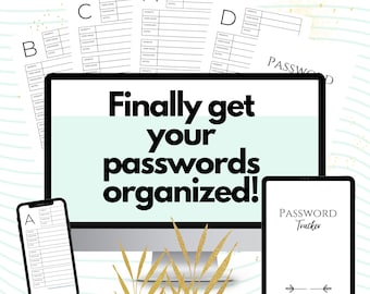 Password manager | Online account tracker & organizer | Website password log | Minimalist Instant Download PDF Password keeper | Journal