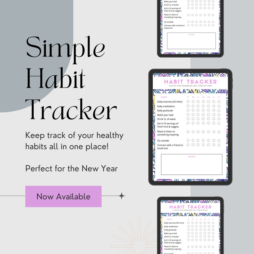 Healthy Habit Tracker, Progress Checklist, Printable Health Log ...