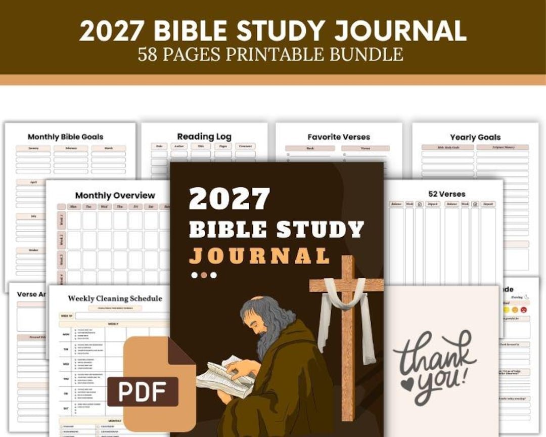 2027 Bible Study Journal Printable | Christian Planner PDF | Daily ...