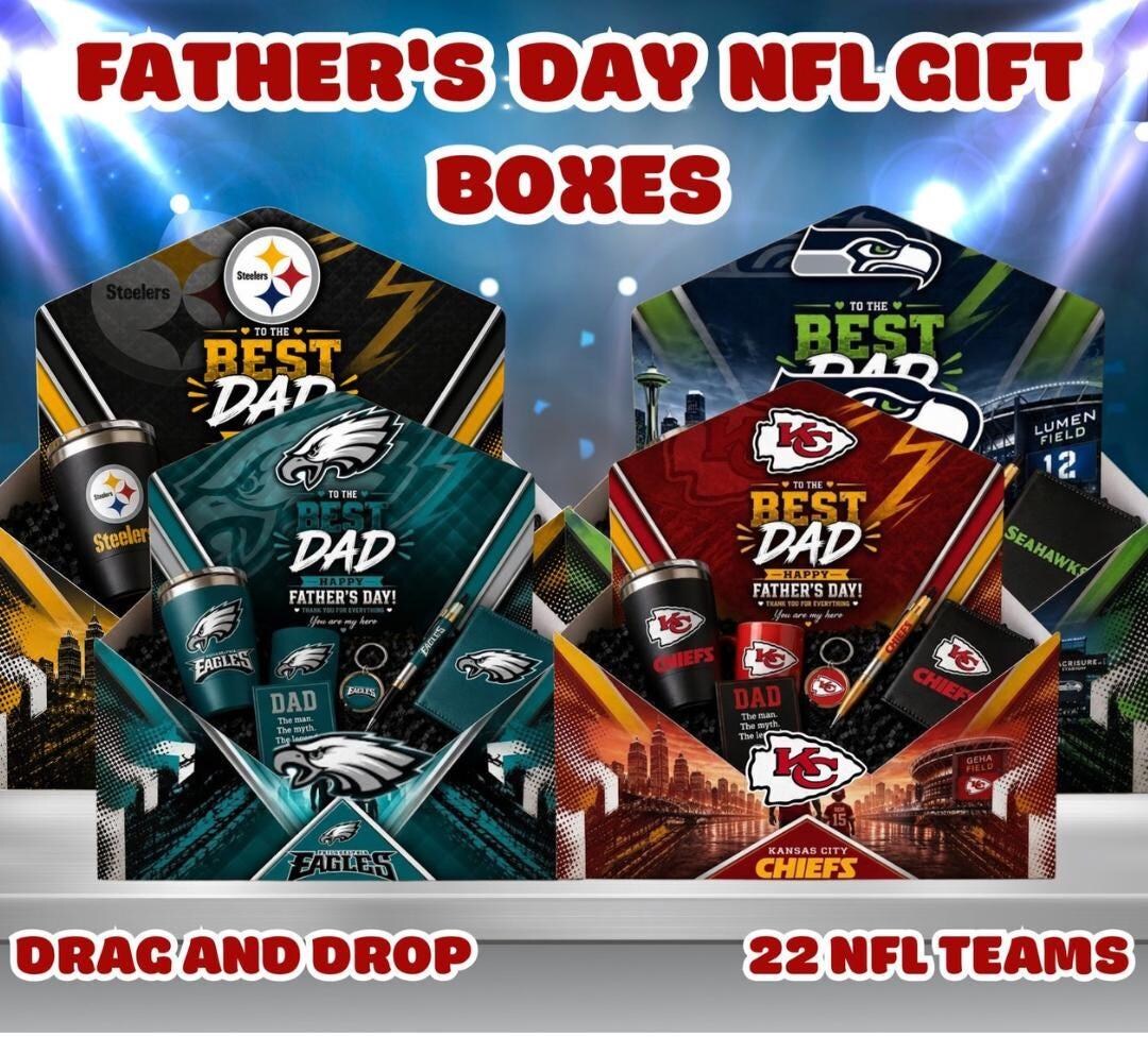 22 Fathers Day 10+ NFL Foldable Gift Boxes, Football Dad Gift Box ...