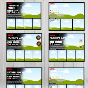 Dadflix bearbeitbare Canva-Vorlagen, Dad Nettoflix-Filmpaket, 6 personalisierte Vorlagen, Vatertagsgeschenk, Einzigartiges Dad-Fotogeschenk, Geschenk für Vati