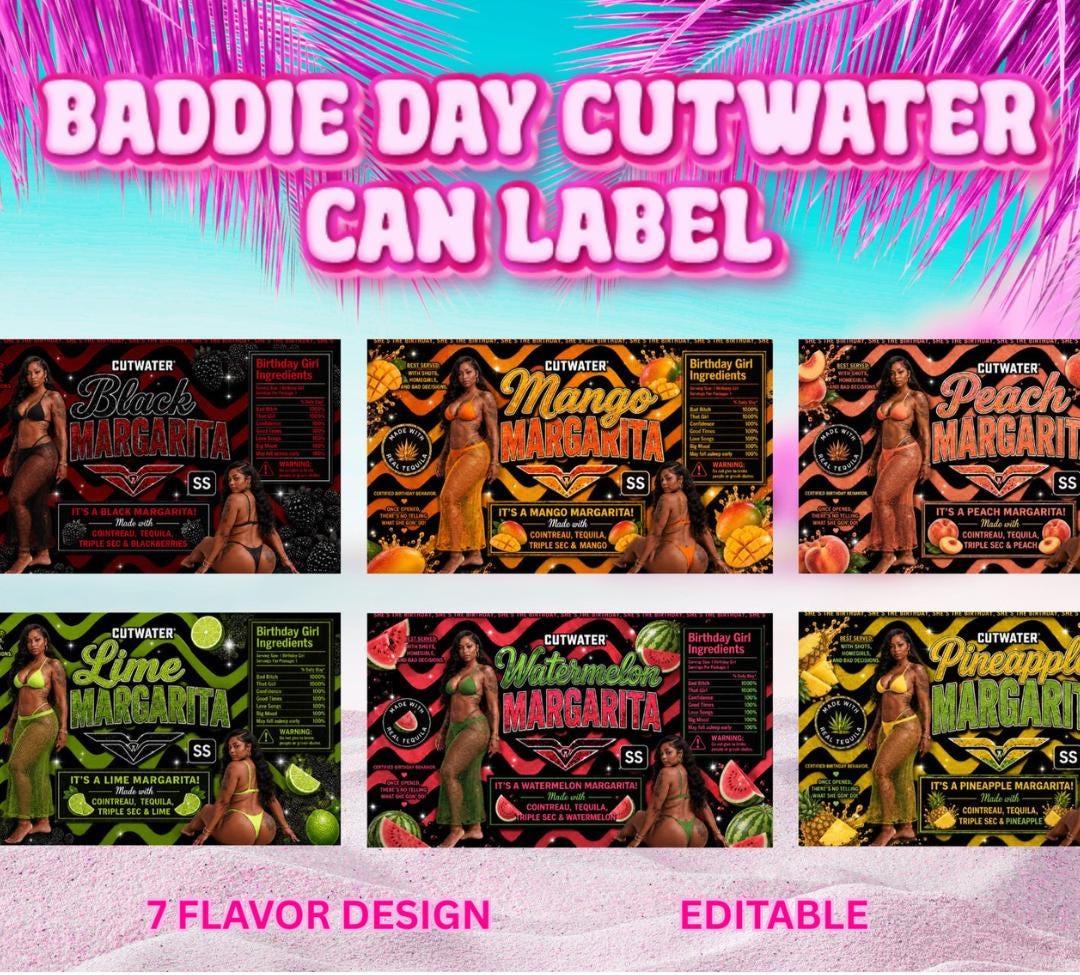 Decorative Cutwater Can Label Templates, Birthday Drink Labels ...