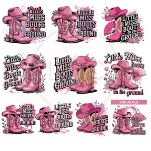Kleines Fräulein Stiefel auf dem Boden Design Bundle, Hinterfahrt Kleidung für kleine Mädchen, wo sie Fans bei, Jugend Mädchen Rodeo Outfit, png Sublimation