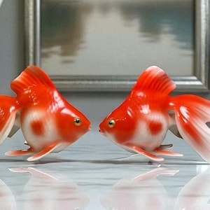 VTG Noritake Nippon Toki Bone China Fantail Gold/Koi Fish Figurines Set Of 2