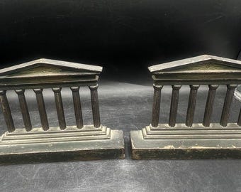 Vintage VERONA Gusseisen Parthenon Buchstützen griechischen römischen Tempel Säule Antik