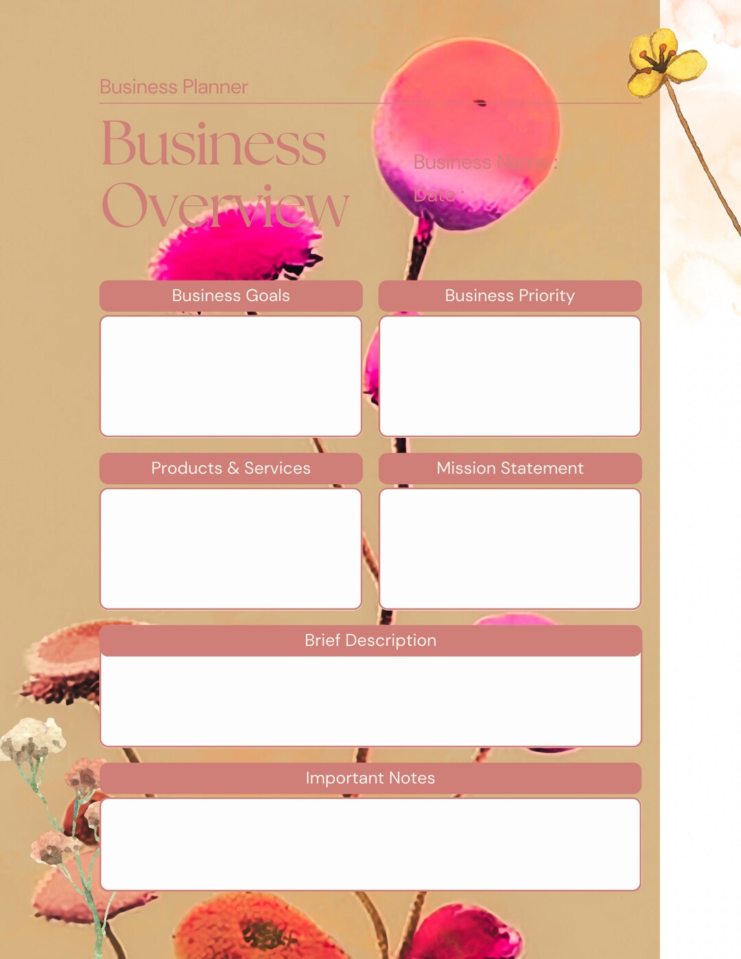 Digital Printable Business Overview - Etsy