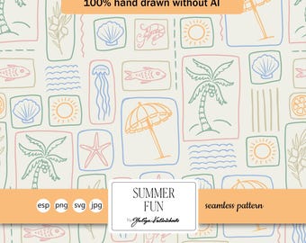 Sublimation Summer Square Pattern: Seamless Vector Design (Light Commercial License)