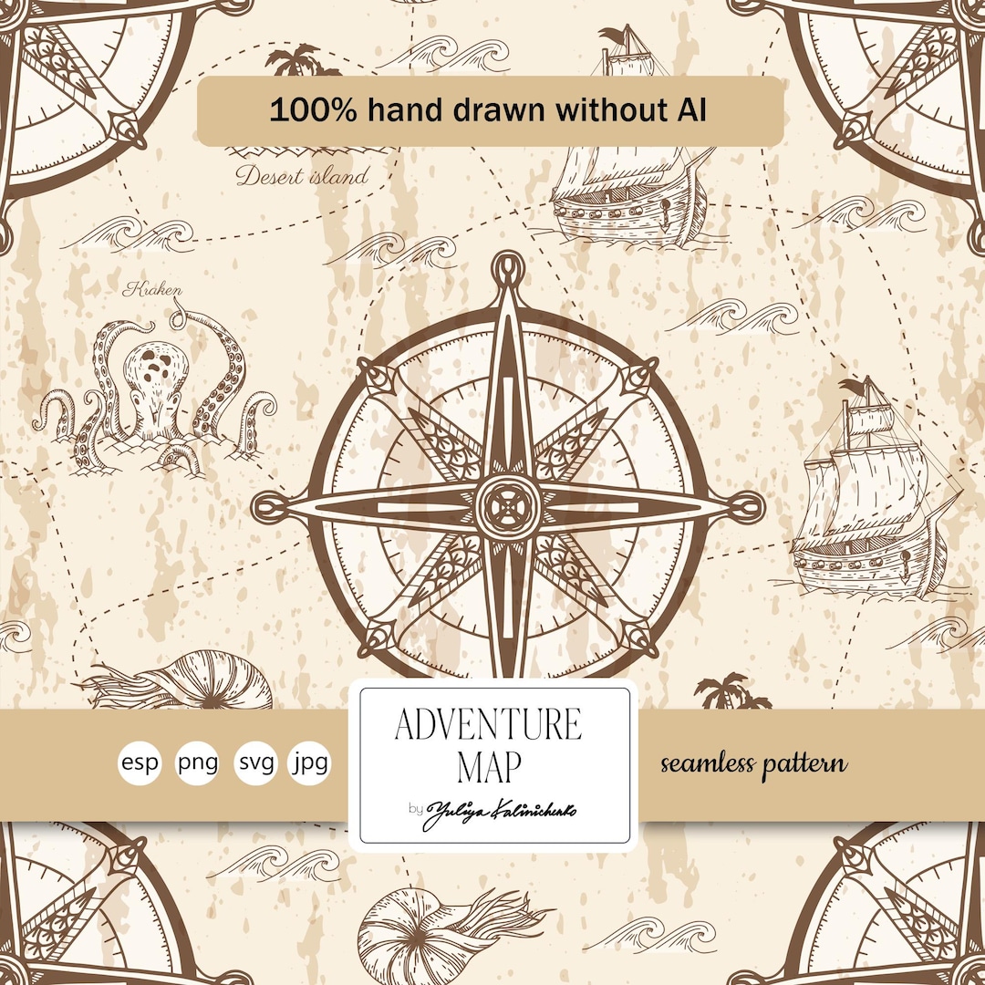 Svg Mapping Pattern Adventure Map Seamless Pattern. SVG Vector. Light Commercial License ...