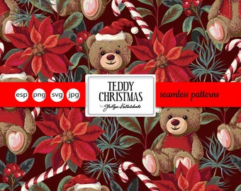 Teddy Bear Christmas Pattern: Seamless Vector Design (Light Commercial License)