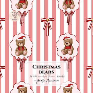 Teddy Bear Christmas Pattern: Seamless Vector Design (Light Commercial License)