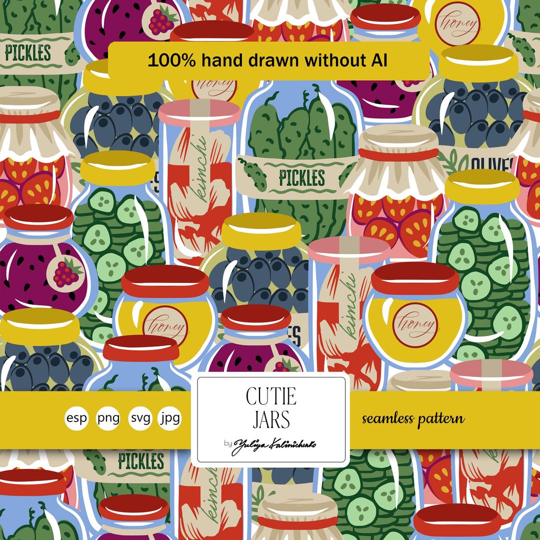 Jars Seamless Pattern: SVG Vector (light Commercial License) - Etsy