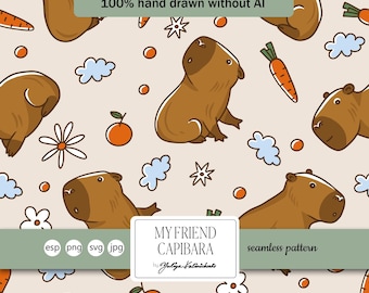 Capybara Kids Pattern: Seamless Vector Design, Light Commercial License