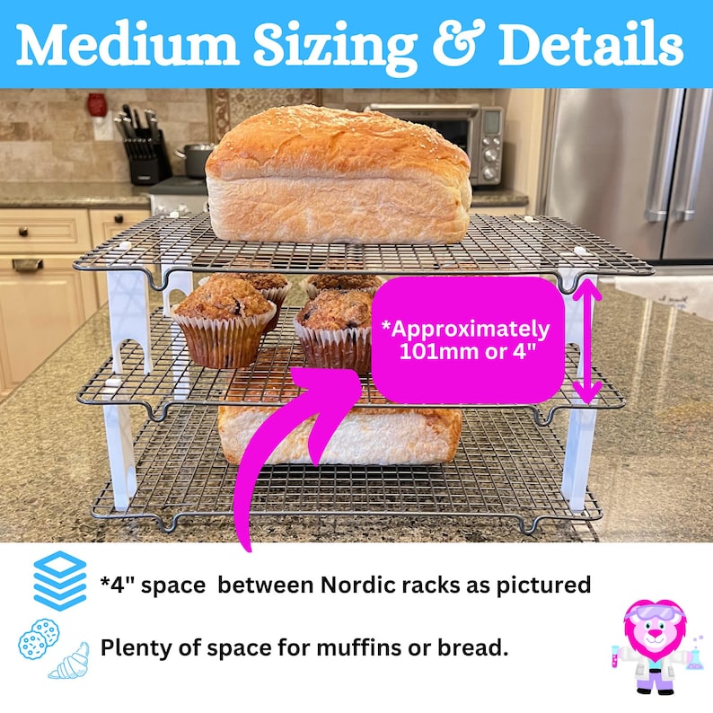 Medium cooling rack stackers with cookies on the racks.