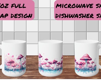 Tasse à café botanique de champignons de couleur d’eau, tasse à café de champignons, cuisine d’herbologie, tasse à café d’amoureux de plante, tasse de 11 oz, tasse de 15 oz
