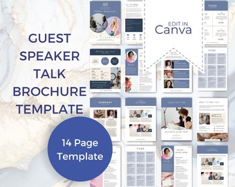 Speaker Media Kit Template, Press Kit for Keynote Speakers, Motivational Speaker Media Kit, Guest Speaker Talk Canva Template, Stunning Blue