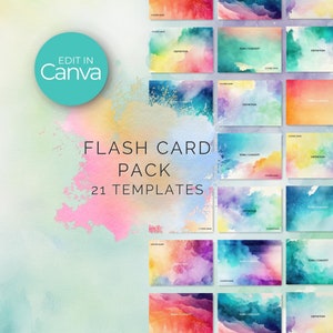 Aquarel Flashcards, flashcard bewerken in Canva, gastspreker talk flashcards, Canva Flashcards, notitiekaarten, presentatie notitiekaarten, sjabloon