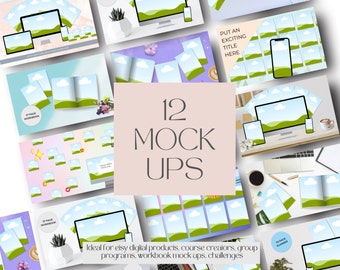 Etsy-listningsmockup, mall för digital produktlistning, rammockup-paket, Canva-redigeringsmall, mockups för planerare, kurser, medlemskap