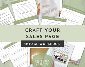 Sales Page Workbook for course creators, Sales Page Template structure, sales funnel Marketing Strategy, landing page / course sales planner
