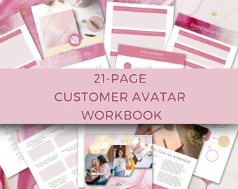 Customer Avatar Workbook, Ideal Client Worksheet, Client Profile, Target Audience, Marketing Strategy ebook, ICA exercise sheets, Blush Pink