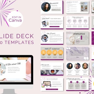 Slide Deck Template, Canva Template, Course Webinar, Course Creator, Pitch Deck Template, Business Presentation, Guest Speaker, Purple, Grey