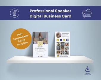 Instagram Digital Business Card for Speakers - Digital Card with QR Code - Pocket Portfolio IG - Professional Speaker Canva Template, Mobile