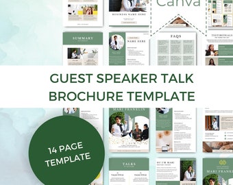 Speaker Media Kit Template, Press Kit for Keynote Speakers, Motivational Speaker Media Kit, Guest Speaker Talk Canva Template, Sage Green