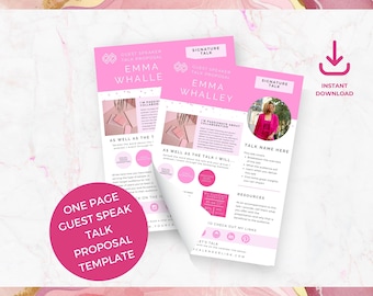 Media kit template Canva speaker, Guest Speaker Talk One Page Proposal Template, Speaker One Sheet, Professional Speaker Sheet, Pink