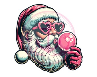 Pink Santa PNG Sublimation Gift Pink Christmas Sparkle Download, Vintage Santa Clipart, Retro Christmas PNG for Shirt, Vintage Christmas PNG